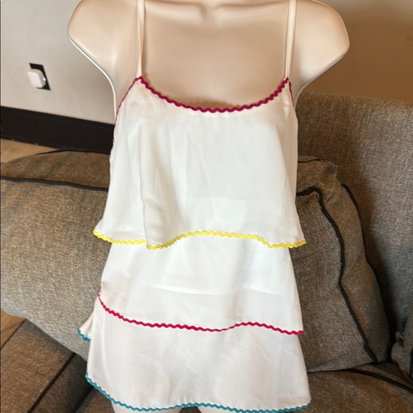 ANDREE BY UNIT White Layered Top with Colorful Trim - Picture 1 of 3